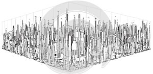 Futuristic Megalopolis City Of Skyscrapers Vector