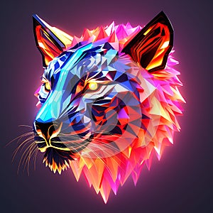 Futuristic Menagerie: Abstract Animal Art in Black Background, a 3D Rendering with Glowing Low-Polygonal Elements, Creating an
