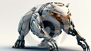 Futuristic metal Tank Animal Robot with Shield like robotic Transportation in Army