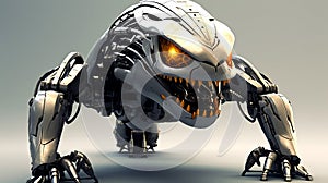 Futuristic metal Tank Animal Robot with Shield like robotic Transportation in Army