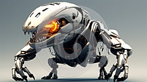 Futuristic metal Tank Animal Robot with Shield like robotic Transportation in Army