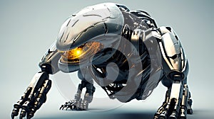 Futuristic metal Tank Animal Robot with Shield like robotic Transportation in Army