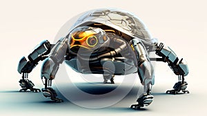 Futuristic metal Tank Animal Robot with Shield like robotic Transportation in Army