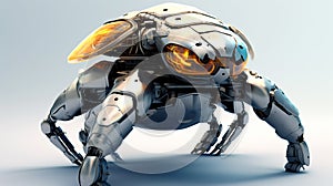 Futuristic metal Tank Animal Robot with Shield like robotic Transportation in Army