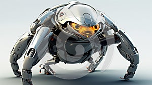 Futuristic metal Tank Animal Robot with Shield like robotic Transportation in Army