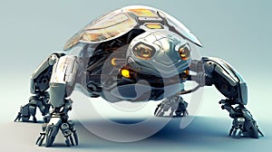 Futuristic metal Tank Animal Robot with Shield like robotic Transportation in Army