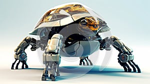 Futuristic metal Tank Animal Robot with Shield like robotic Transportation in Army