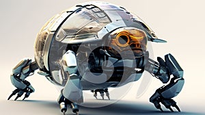 Futuristic metal Tank Animal Robot with Shield like robotic Transportation in Army