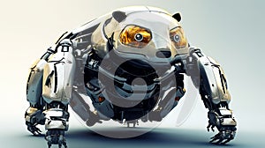 Futuristic metal Tank panda Animal Robot with Shield like robotic Transportation in Army