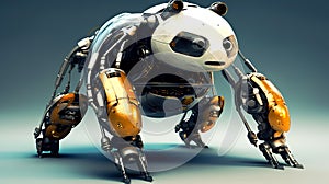 Futuristic metal Tank panda Animal Robot with Shield like robotic Transportation in Army