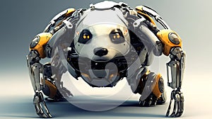 Futuristic metal Tank panda Animal Robot with Shield like robotic Transportation in Army