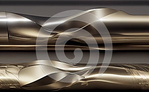 Futuristic metal texture background. Stainless steel, chrome, chromium, silver, aluminium, golden, gold, blue neon elements