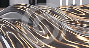 Futuristic Metallic Wave Art Installation