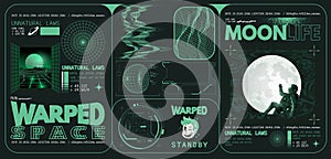 Futuristic Metamodern Surreal Wireframe Graphic elements