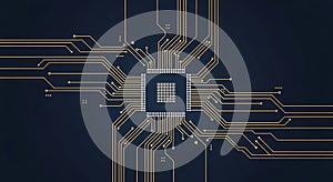 Futuristic Microchip on a Circuit Board