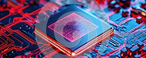 Futuristic Microchip on Electronic Circuit Board