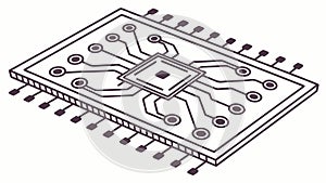 Futuristic Microchip Processor Board Vector Icon, vector design Generative AI