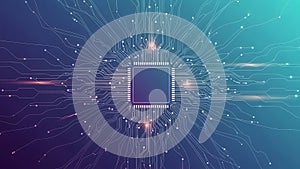 Futuristic Microchip Processor with Digital Circuitry and Data Flow