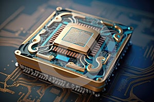 Futuristic microchip processor, Quantum computer, future technologies CPU and microprocessors, Generative AI