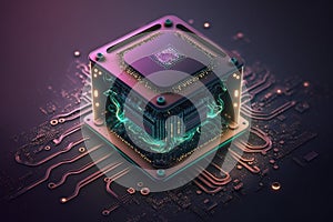 Futuristic microchip processor, Quantum computer, future technologies CPU and microprocessors, Generative AI