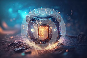 Futuristic microchip processor, Quantum computer, future technologies CPU and microprocessors, Generative AI