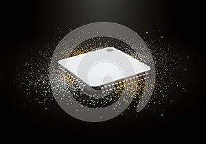 Futuristic Microchip with Sparkling Data Particles