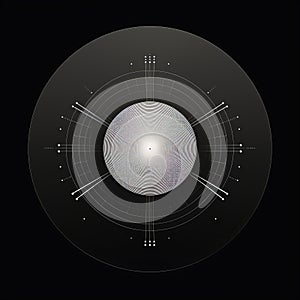 Futuristic Microfilm Art: Sphere, Circles, And Ogham Scripts