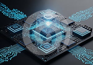 Futuristic microprocessor concept featuring a central