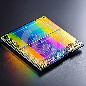 Futuristic Microprocessor with Rainbow Colors