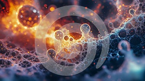 Futuristic microscopic world concept for science and technology design