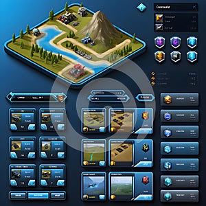 Futuristic Military Command Interface for Mobile Game UI