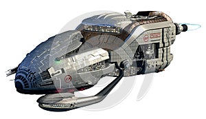 Futuristic military spacecraft with clipping path