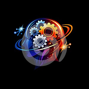 Futuristic Mind Gear Illustration With Gears And Light Effects Representing Innovation