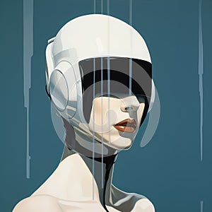 Futuristic Minimalist Cyberpunk Art Underwater Robot Soldier Painting