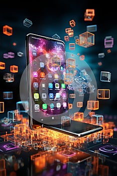 Futuristic Mobile Apps: Abstract Technology Concept photo