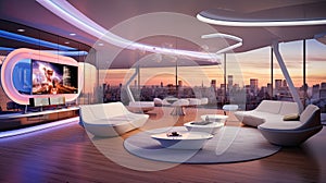 futuristic modern building interior