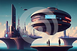Futuristic modern cyberpunk design, stunning Lavish cityscape. generative ai photo