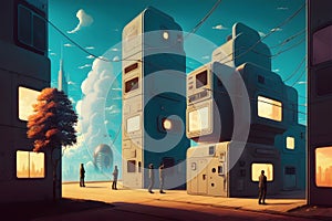 Futuristic modern cyberpunk design, stunning Lavish cityscape. generative ai photo