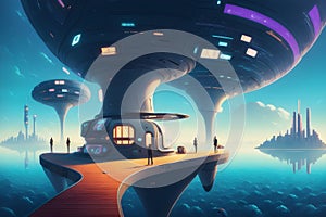 Futuristic modern cyberpunk design, stunning Lavish cityscape. generative ai photo
