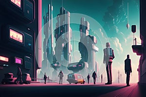 Futuristic modern cyberpunk design, stunning Lavish cityscape. generative ai photo