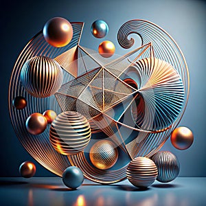 Design elements modern, Abstract lines concept 3d render