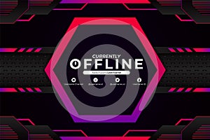 Futuristic Modern Gaming Stream and Social Media Banner Currently Offline Concept Background Purple Pink