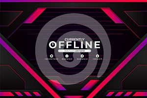 Futuristic Modern Gaming Streaming and Social Media Banner Currently Offline Glow Pink and Purple Background