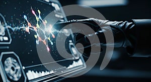 Futuristic Molecular Analysis: A Researcher's Touch on Advanced Interface Screen