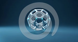 Futuristic molecular sphere glowing on blue background