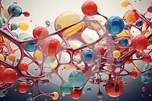 Futuristic Molecules colorful digital. Generate Ai