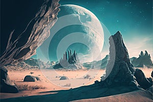 futuristic moonscape background by AI generated