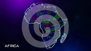 Futuristic Motion Africa Map Polygonal Connected Lines And Dots Wireframe