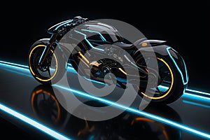 Futuristic motor bike at night