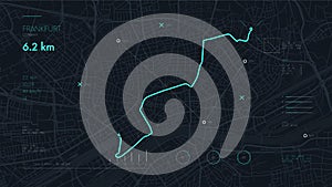 Futuristic navigate device dashboard GPS tracking map, Futuristic mapping technology route of destination point and location on